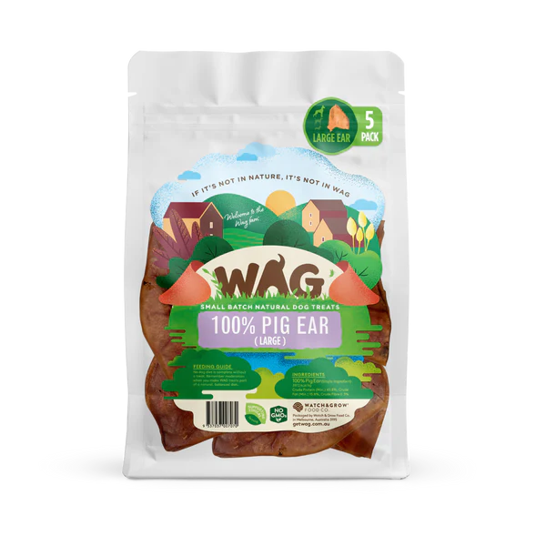 WAG Dog Treats Pig Ears Large 5Pack