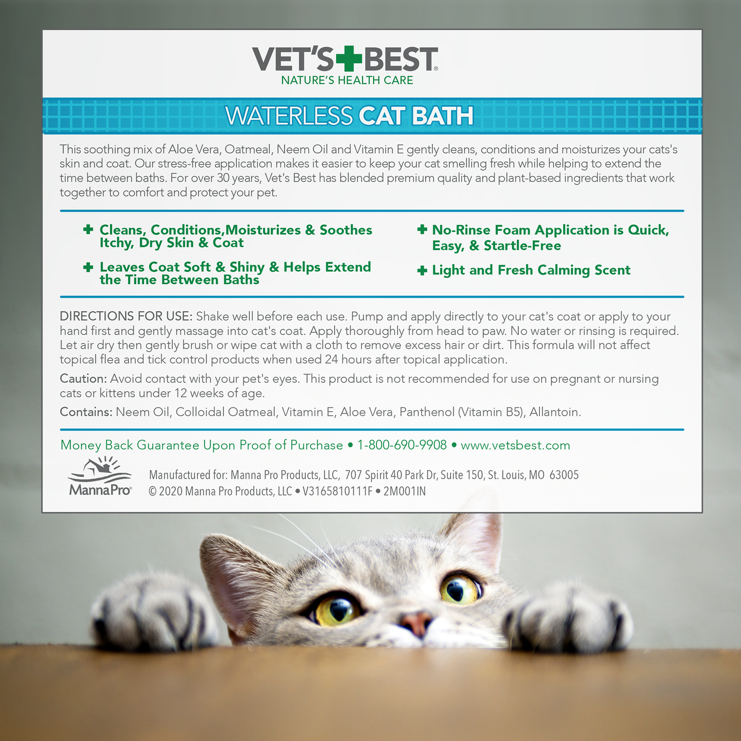 Vet’s Best Waterless Cat Bath Dry Shampoo 150ml