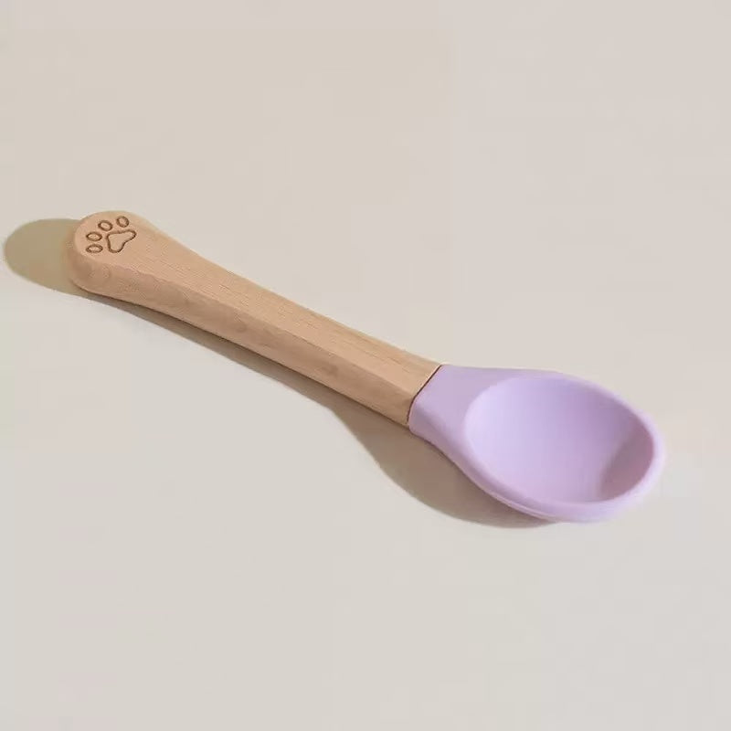 Wooden Handle Silicone Reusable Pet Food Can Spoon