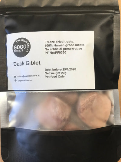 GOGO TREATS - Freeze-Dried Duck Gizzard 20g