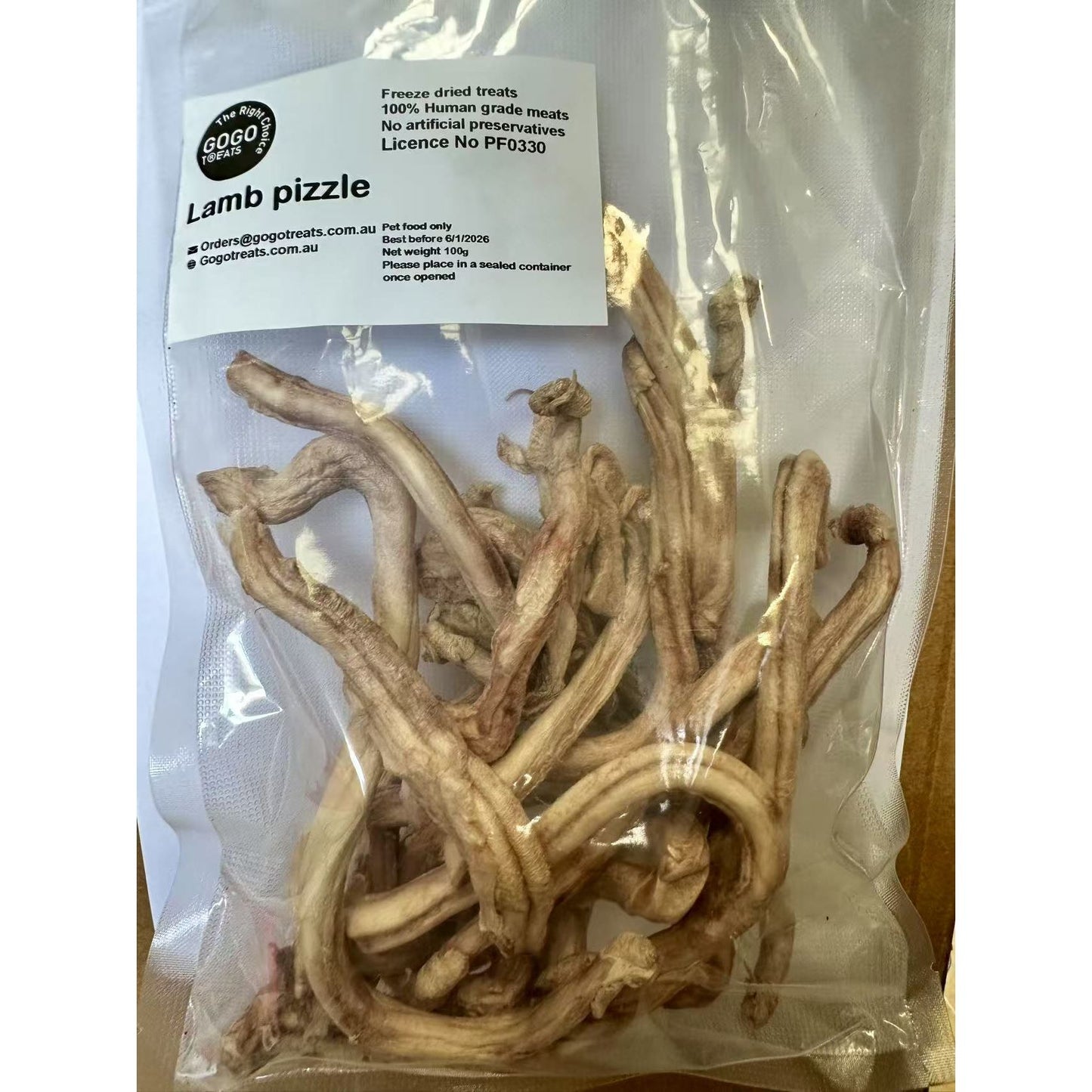 GOGO TREATS - Freeze-Dried Lamb Pizzle 100g