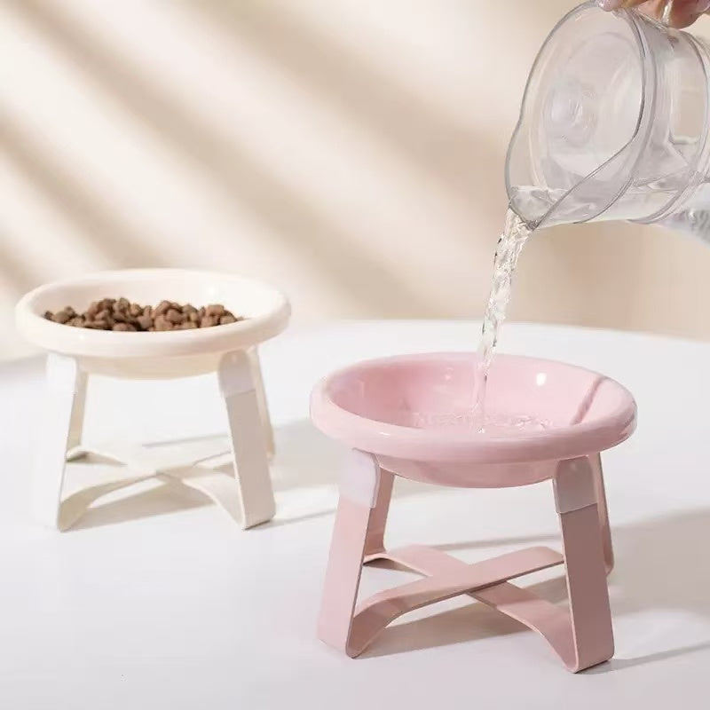 Ceramic Pet Bowl with Metal Stand