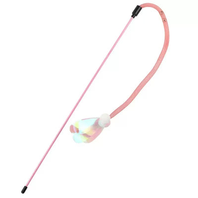 Interactive Bouncy Mesh Cat Teaser Wand Toy - Pink
