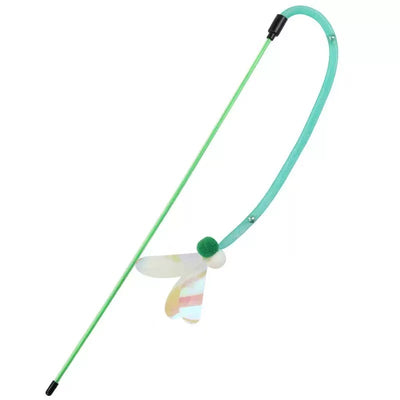 Interactive Bouncy Mesh Cat Teaser Wand Toy - Green