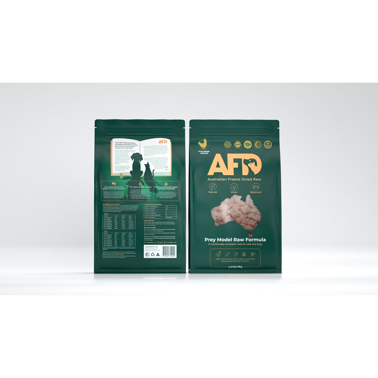 AFD Freeze Dried Dry Food Prey Model Raw Formula For Cats and Dogs 1.8KG