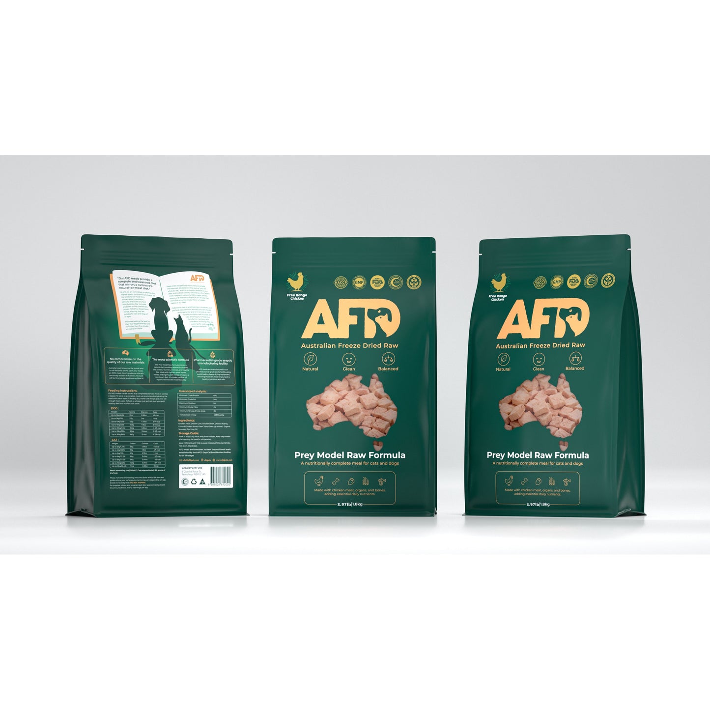 AFD Freeze Dried Dry Food Prey Model Raw Formula For Cats and Dogs 1.8KG