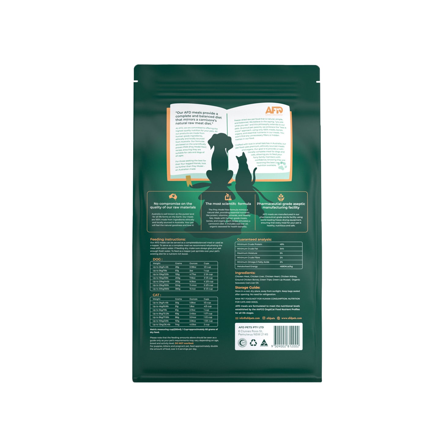 AFD Freeze Dried Dry Food Prey Model Raw Formula For Cats and Dogs 1.8KG