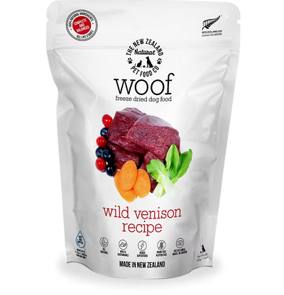 The New Zealand Natural Woof Freeze Dried Dog Food Wild Venison 280g
