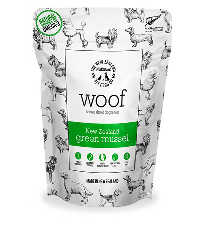 The New Zealand Natural Woof Freeze Dried Dog Treat Green Mussels 50g