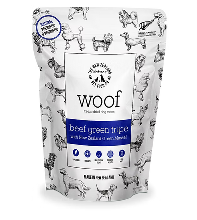 The New Zealand Natural Woof Freeze Dried Dog Treat Beef Green Tripe 40g