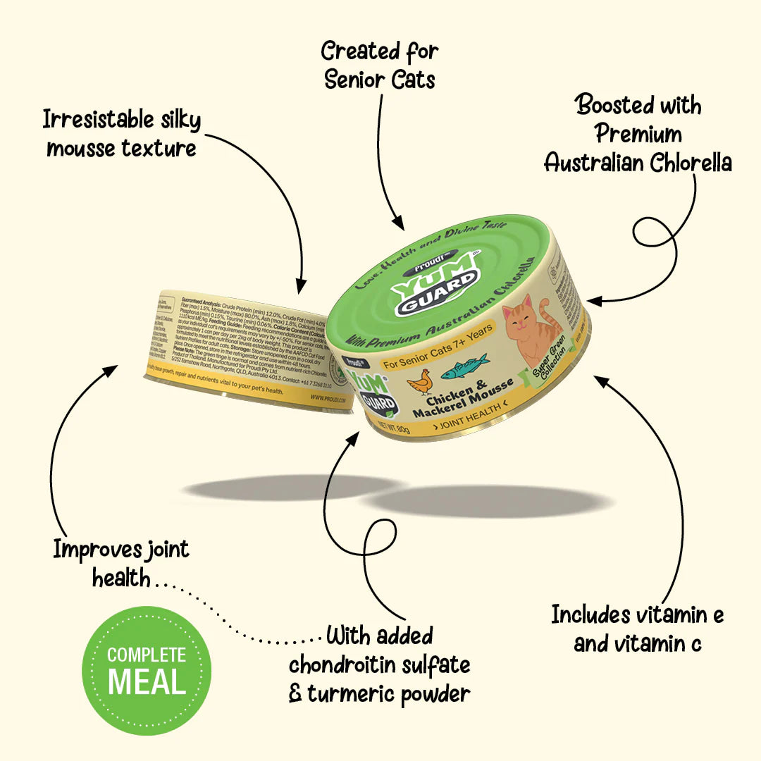 Yumguard Cat Wet Food - Joint Health Chicken & Mackerel Mousse for Senior Cats