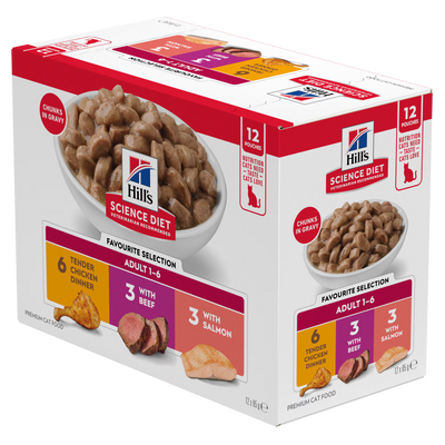Hill's Science Diet Adult Cat Wet Food Favourite Selection Variety Pack 85g x 12