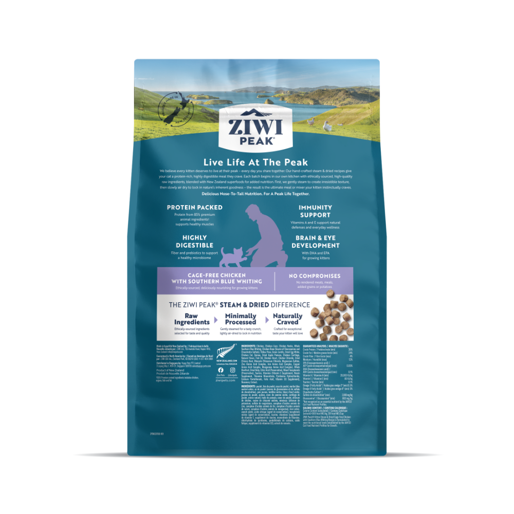 Ziwi Peak Steam & Dried Kitten Food Chicken with Southern Blue Whiting 700g