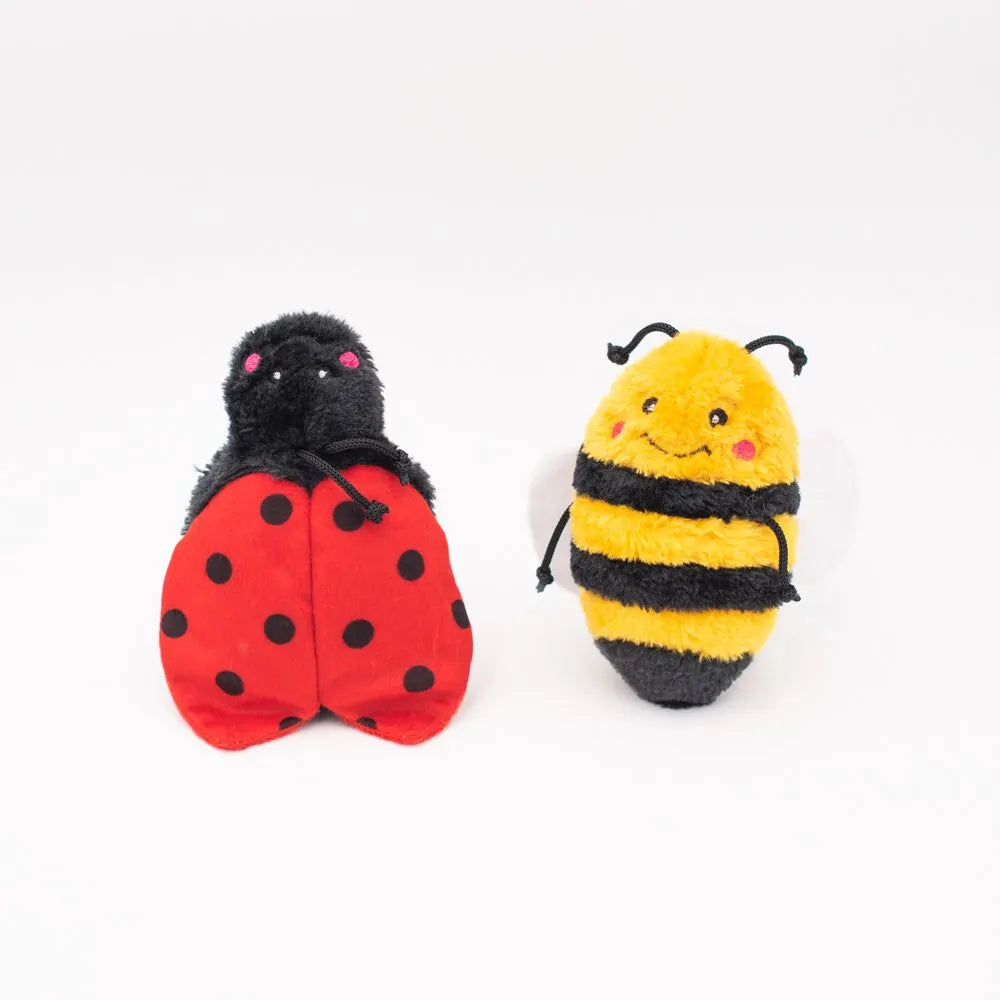 Zippypaws Plush Toys For Dog Crinkle 2-Pack (Bee and Ladybug)