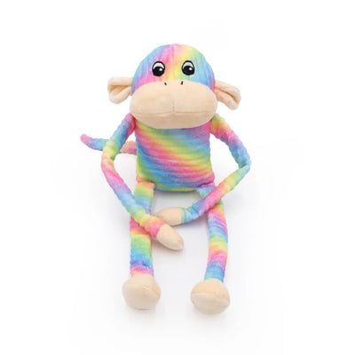 Zippypaws Plush Toys For Dog Spencer the Crinkle Monkey – Large Rainbow
