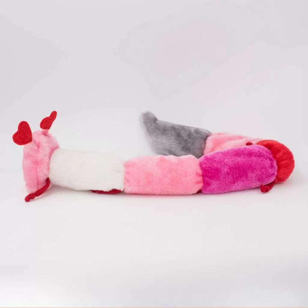 Zippypaws Plush Dog Toys Valentine’s Caterpillar – Deluxe with 7 Squeakers