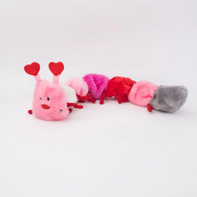 Zippypaws Plush Dog Toys Valentine’s Caterpillar – Large with 7 Squeakers