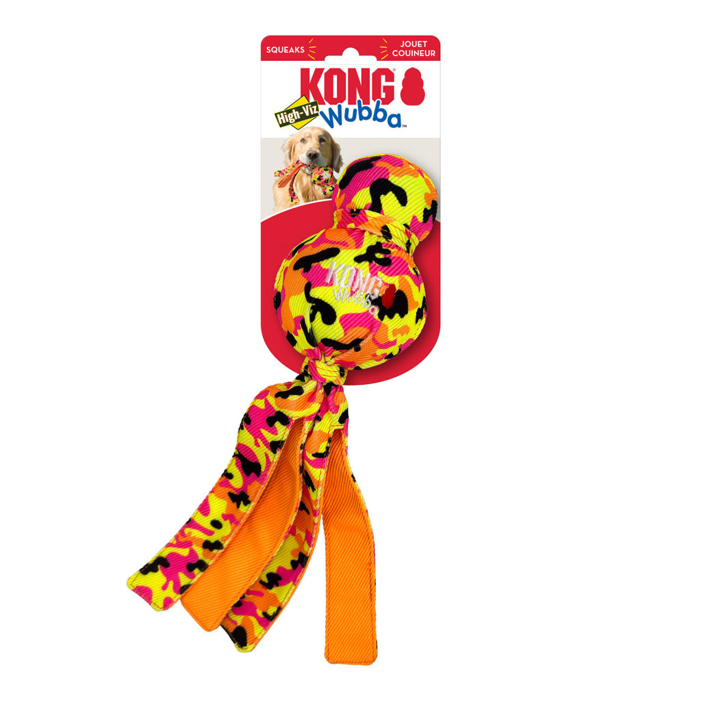KONG Tug Dog Toy Wubba Ballistic HighViz Large