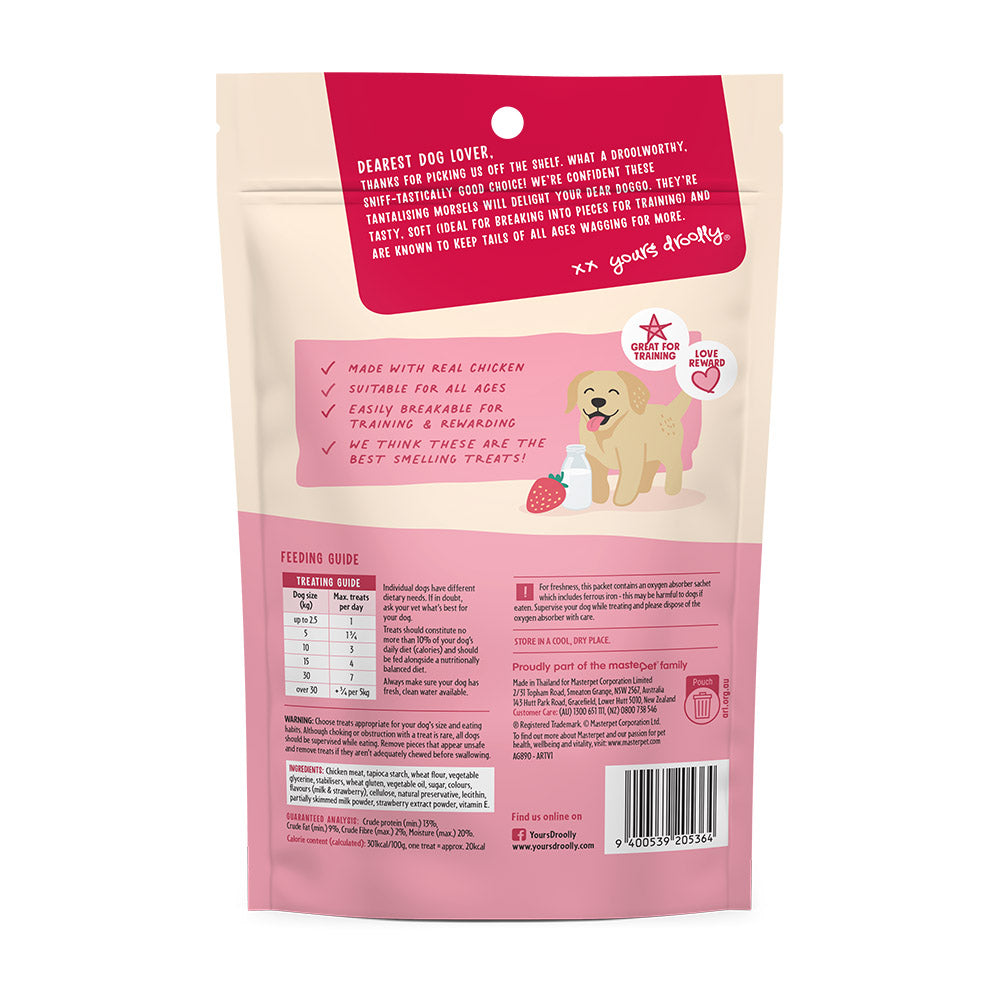 Yours Droolly Dog Treats Double Delights - Milk & Strawberry 150g