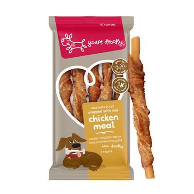 Yours Droolly Dog Treats Chicken Wrapped Vegetable Sticks Small 5 Pack