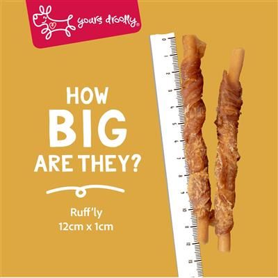 Yours Droolly Dog Treats Chicken Wrapped Vegetable Sticks Small 5 Pack