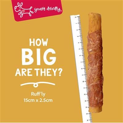 Yours Droolly Dog Treats Chicken Wrapped Vegetable Sticks Medium 4 Pack