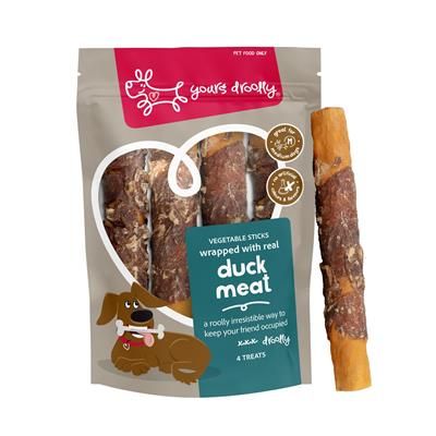 Yours Droolly Dog Treats Duck Wrapped Vegetable Sticks Medium 4 Pack