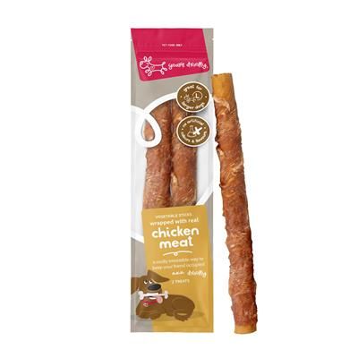 Yours Droolly Dog Treats Chicken Wrapped Vegetable Sticks Large 2 Pack