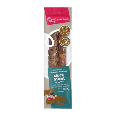 Yours Droolly Dog Treats Duck Wrapped Vegetable Sticks Large 2 Pack