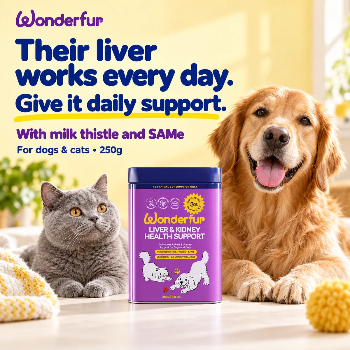 Wonderfur Liver & Kidney Health Powder for Dogs & Cats 250g