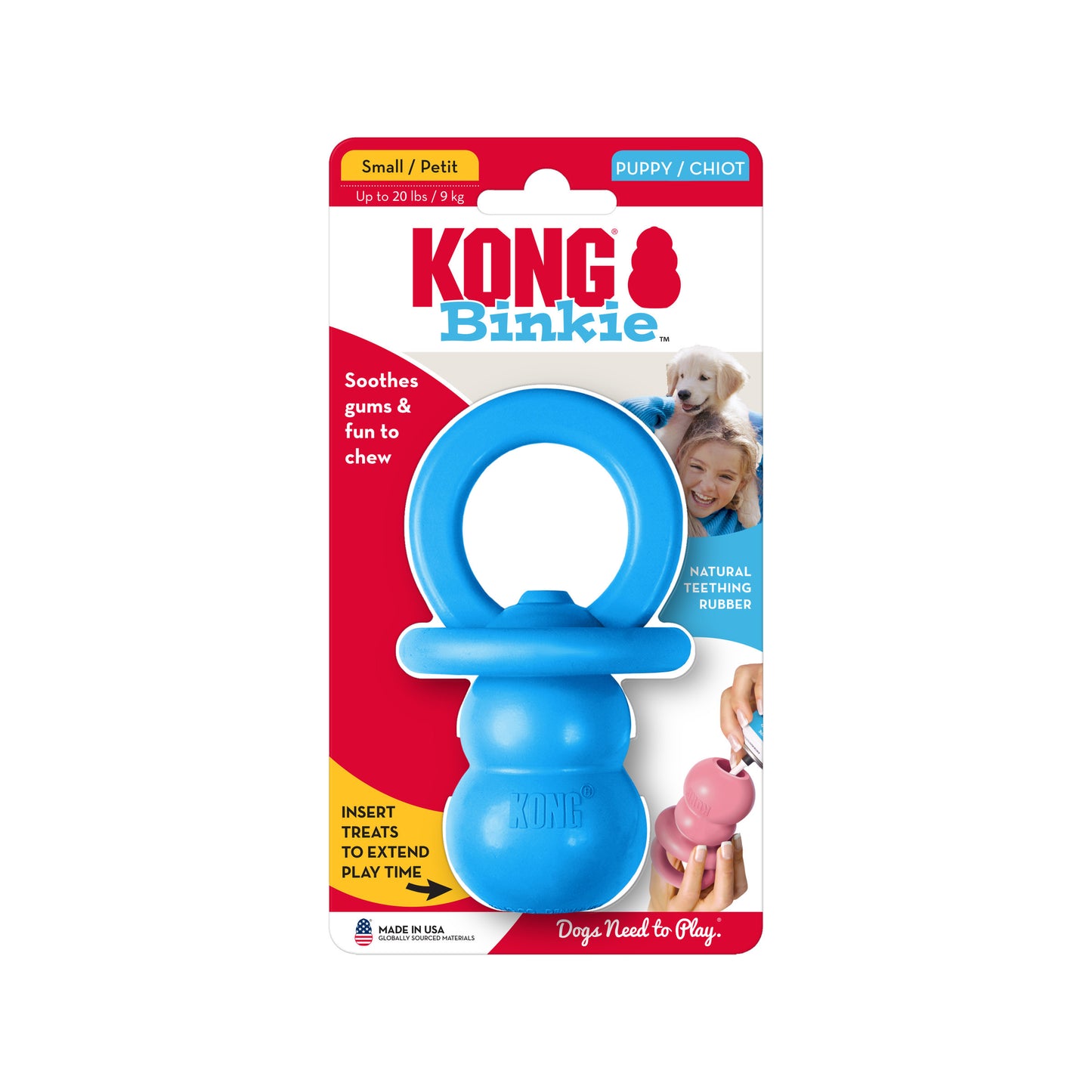 KONG Dog Toy Puppy Binkie Assorted Color