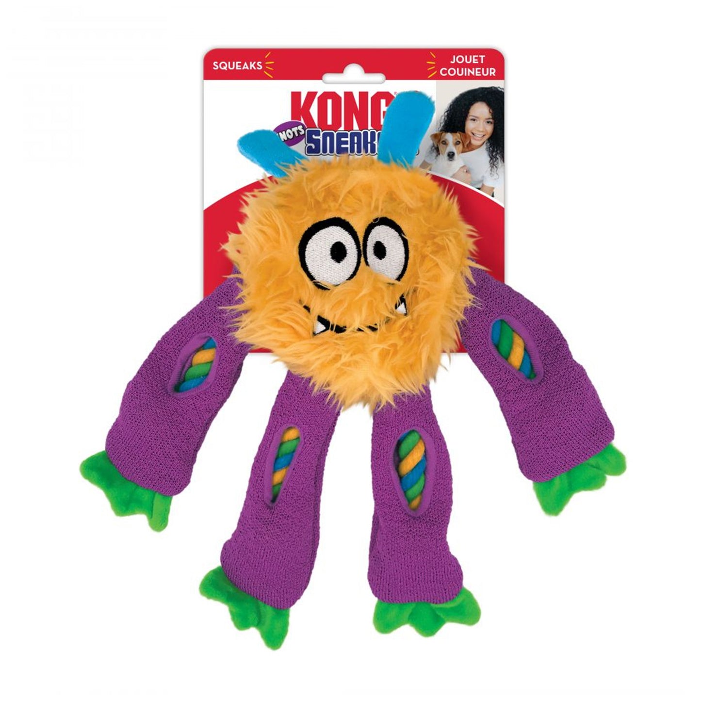 KONG Squeaky Plush Dog Toy Sneakerz Knots Monster Assorted Character