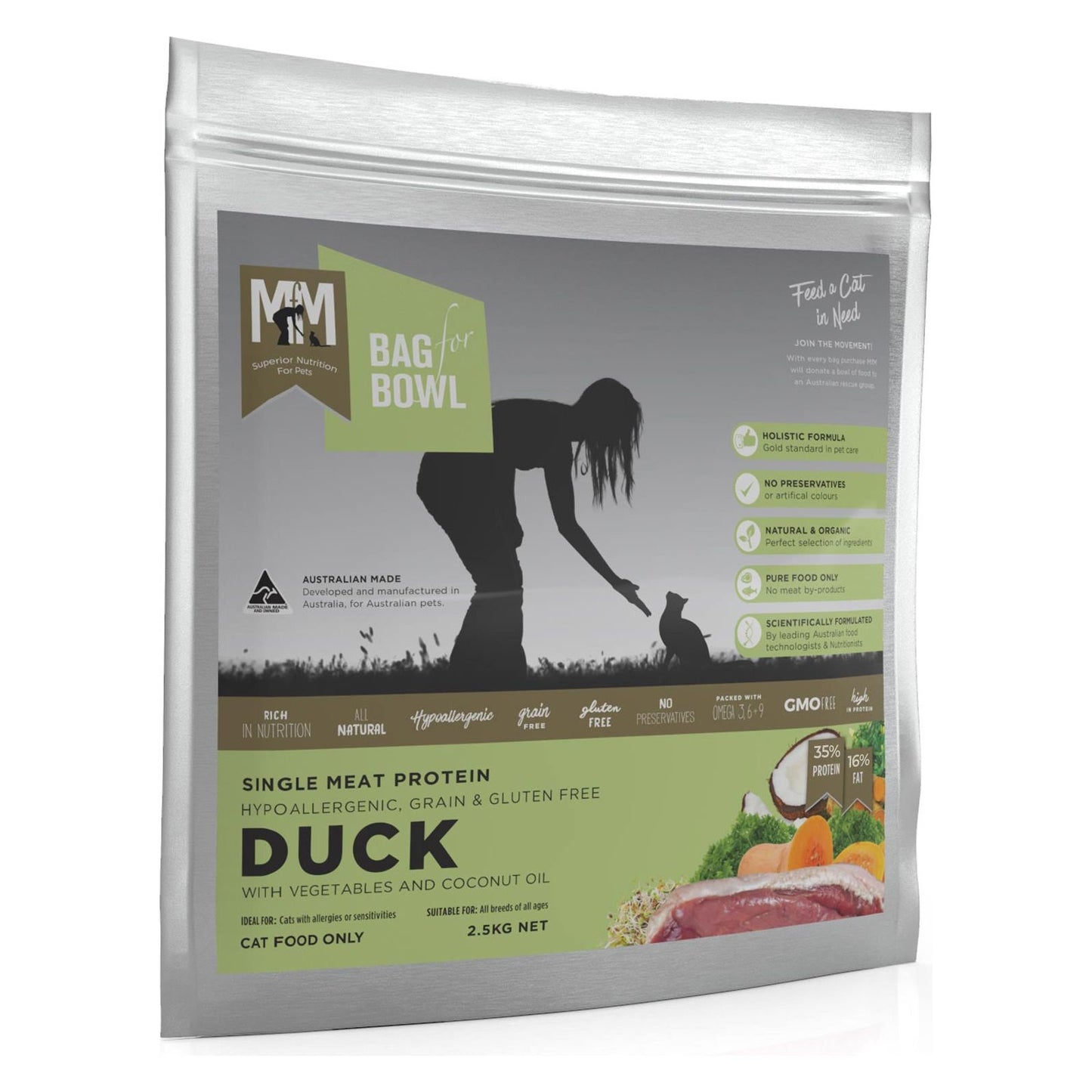 Meals for Meows MfM Single Meat Protein Grain Free Dry Cat Food - Duck 2.5Kg