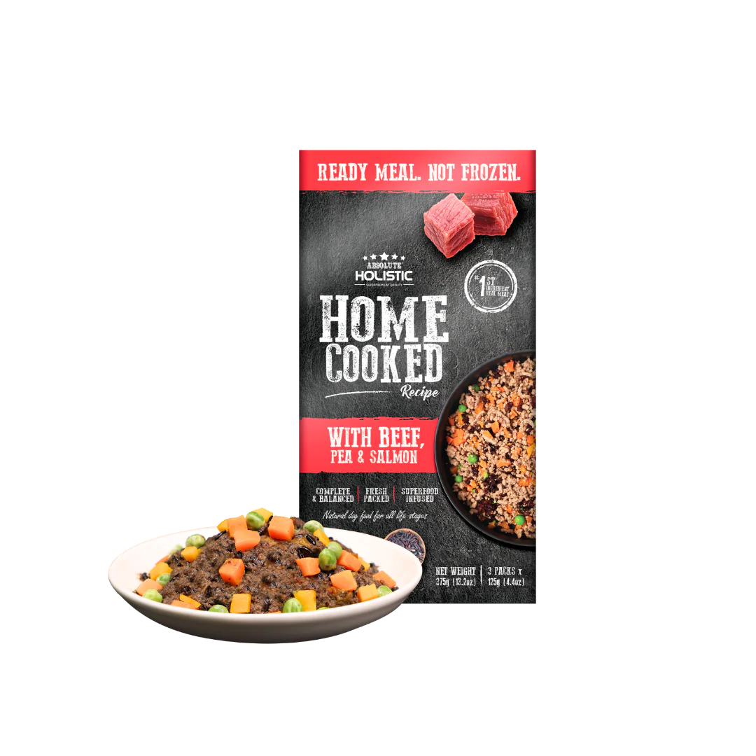 Absolute Holistic Dog Food Home Cooked Recipe | Beef, Peas & Salmon