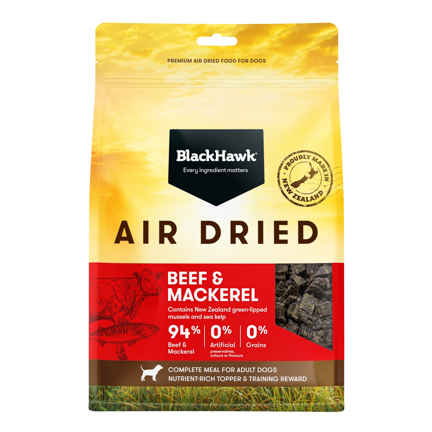 Black Hawk Air Dried Adult Dog Food Beef & Mackerel