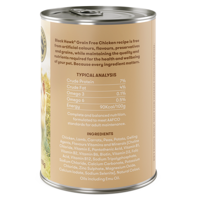 Black Hawk Dog Wet Food Grain Free Chicken Cans