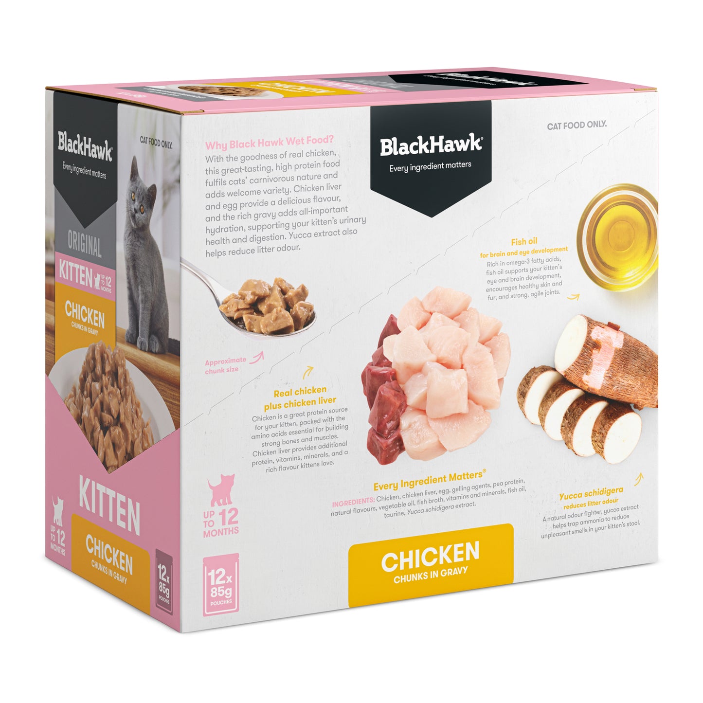 Black Hawk Cat Wet Food Chicken in Gravy For Kitten
