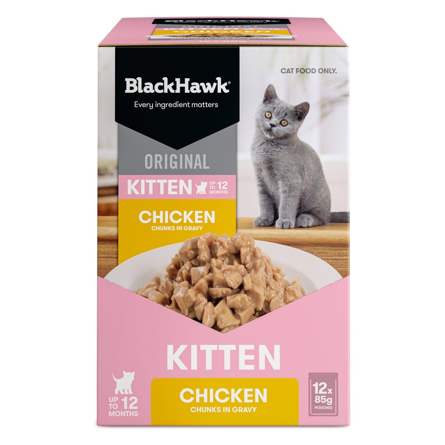 Black Hawk Cat Wet Food Chicken in Gravy For Kitten