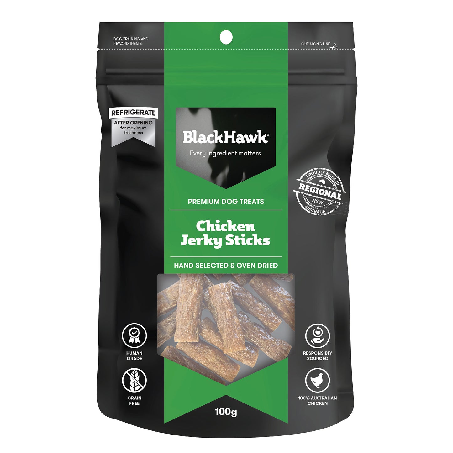 Black Hawk Dog Treats Chicken Jerky Sticks 100g