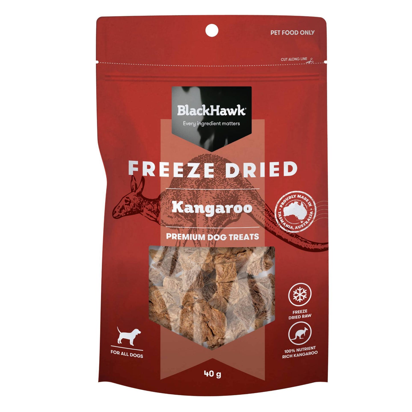 Black Hawk Dog Treats Freeze Dried Kangaroo 40g