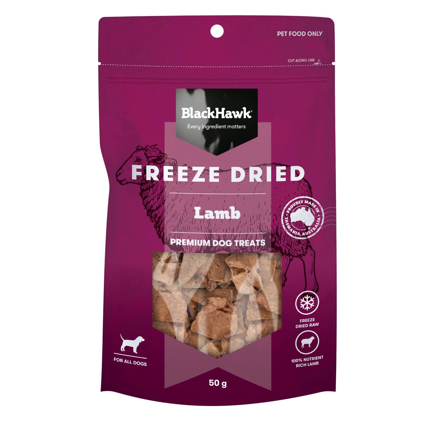 Black Hawk Dog Treats Freeze Dried Lamb 50g