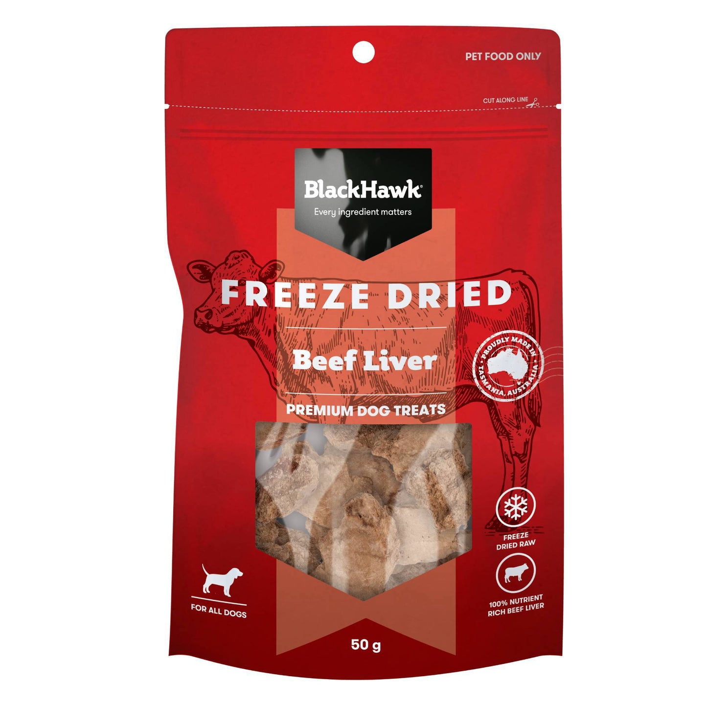 Black Hawk Dog Treats Freeze Dried Beef Liver 50g