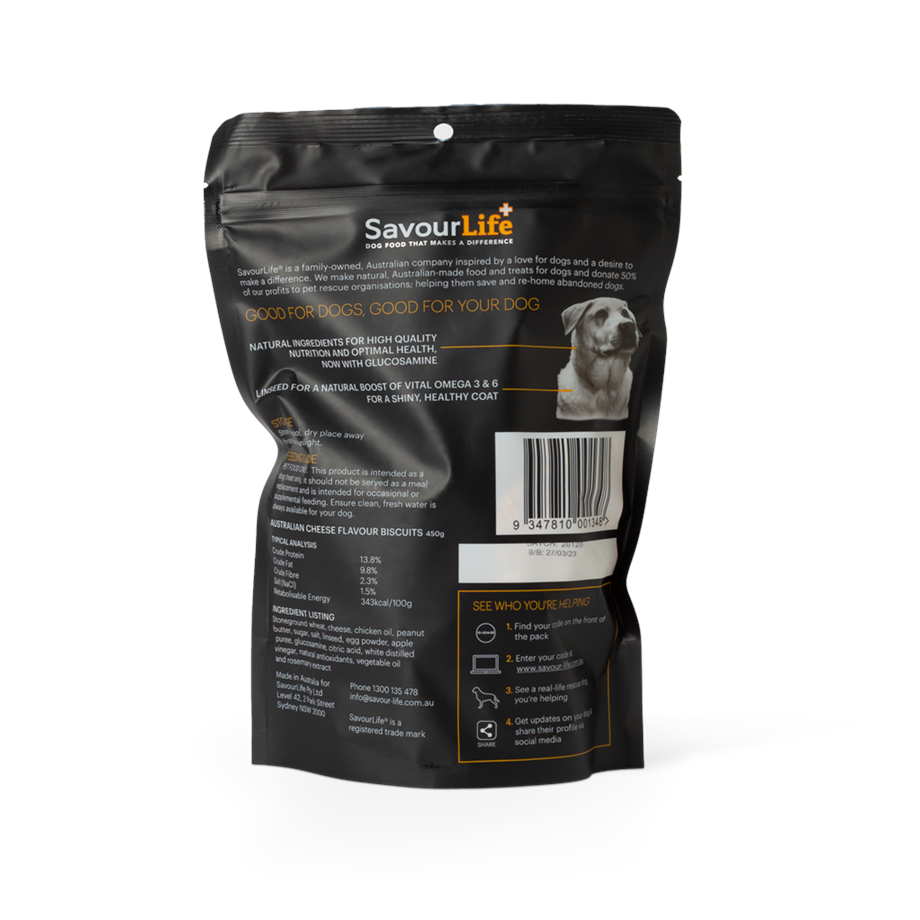SavourLife Dog Treats Biscuits Australian Cheese Flavour 450g