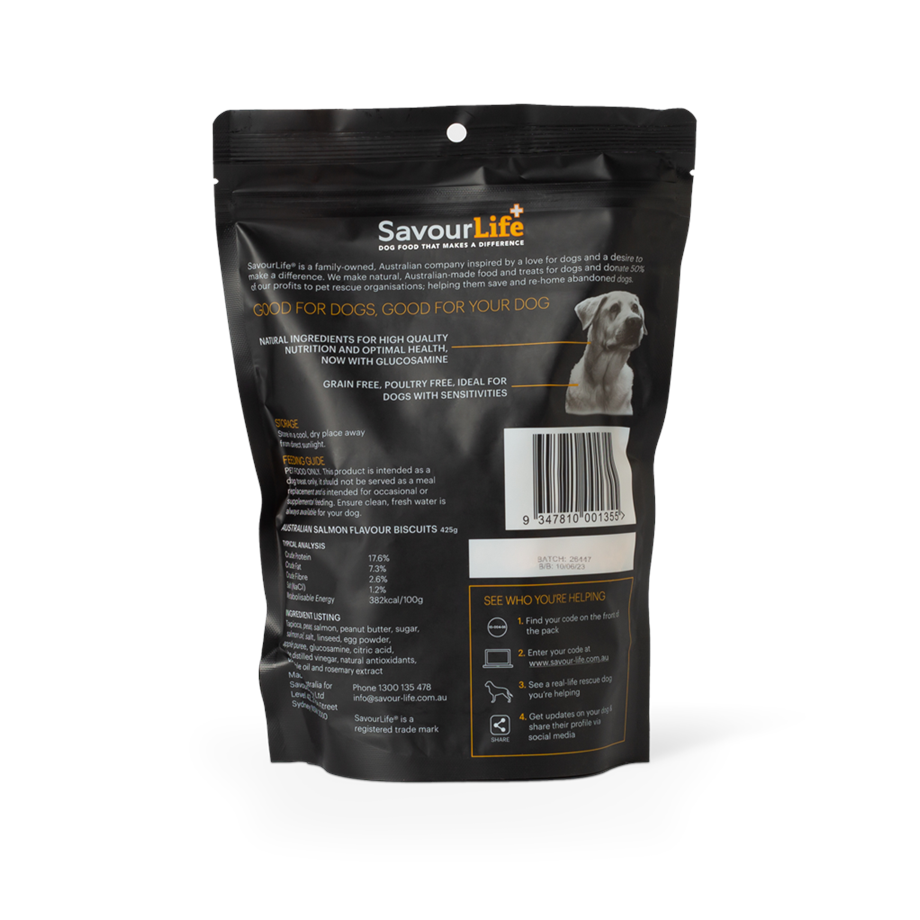 SavourLife Dog Treats Biscuits Australian Salmon Flavour 425g
