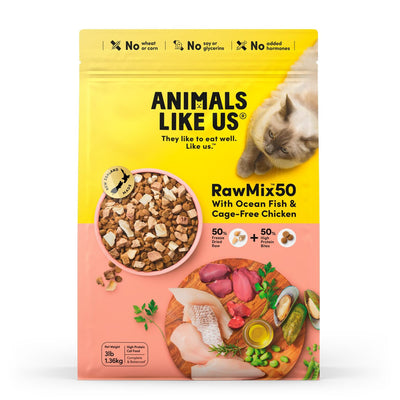 Animals Like Us - RawMix50™ with New Zealand Ocean Fish & Cage-Free Chicken Cat Food 1.36Kg