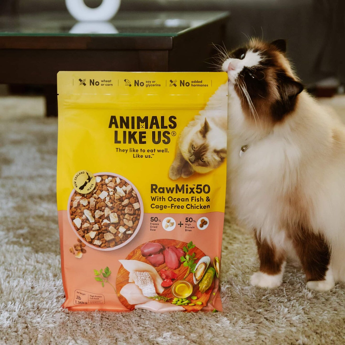 Animals Like Us - RawMix50™ with New Zealand Ocean Fish & Cage-Free Chicken Cat Food 1.36Kg