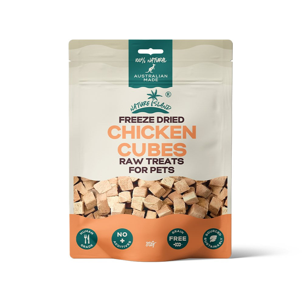 Nature Island Freeze Dried Chicken Breast Cubes Raw Treats 80g