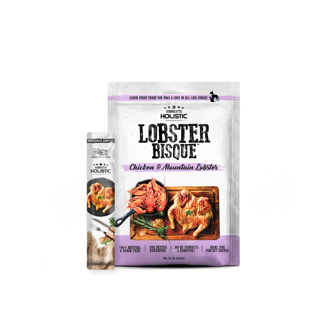 Absolute Holistic Liquid Bisque Treats For Cats & Dogs | Chicken & Lobster 12g x 5