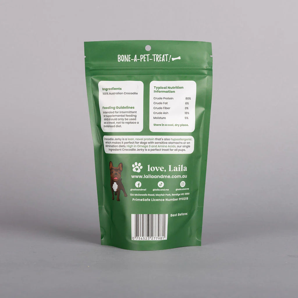 Laila and Me Dog Treat Crocodile Jerky 70g