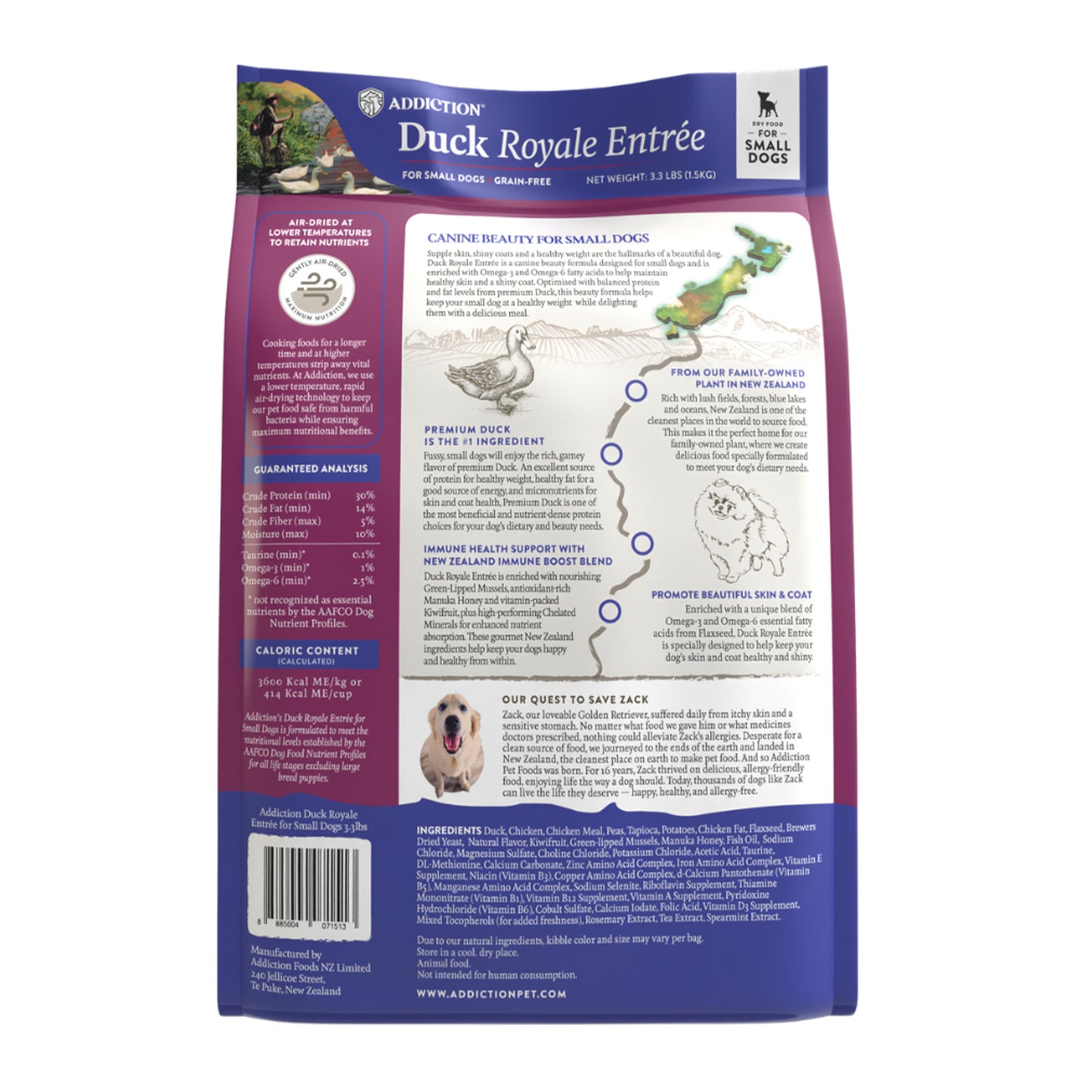 Addiction Dog Dry Food Duck Royale Entrée For Small Dogs 1.5Kg